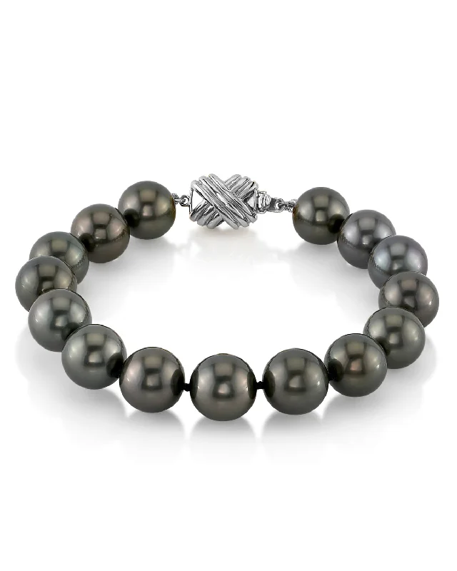 Plus Size Women's Pearl Bracelets with Extra - Long Chains for a Statement PieceTahitian True Round Pearl Bracelet, 10.0-11.0mm - AAAA Quality