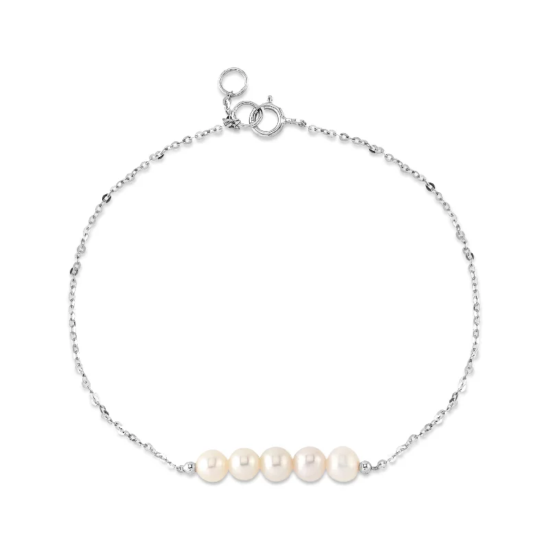 Pink Freshwater Pearl Bracelets with Cubic Zirconia Embellishments for a Feminine Touch14K Gold Freshwater Pearl Mei Bracelet