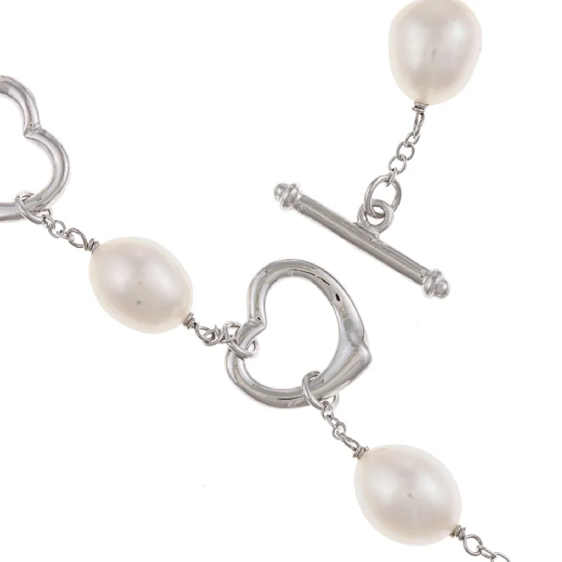 Pearl Bracelets with Celtic Knotwork - Inspired Chains for a Symbolic TouchDaVonna Heart Shape Sterling Silver 7-8mm White Freshwater Cultured Pearl Bracelet, 7.5-inch