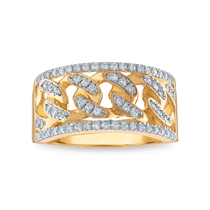 Custom - Engraved Titanium Wedding Bands with Personalized Messages for a One - of - a - Kind and Sentimental Piece1/2 CTW Diamond Cuban Link Ring in 10KT Yellow Gold