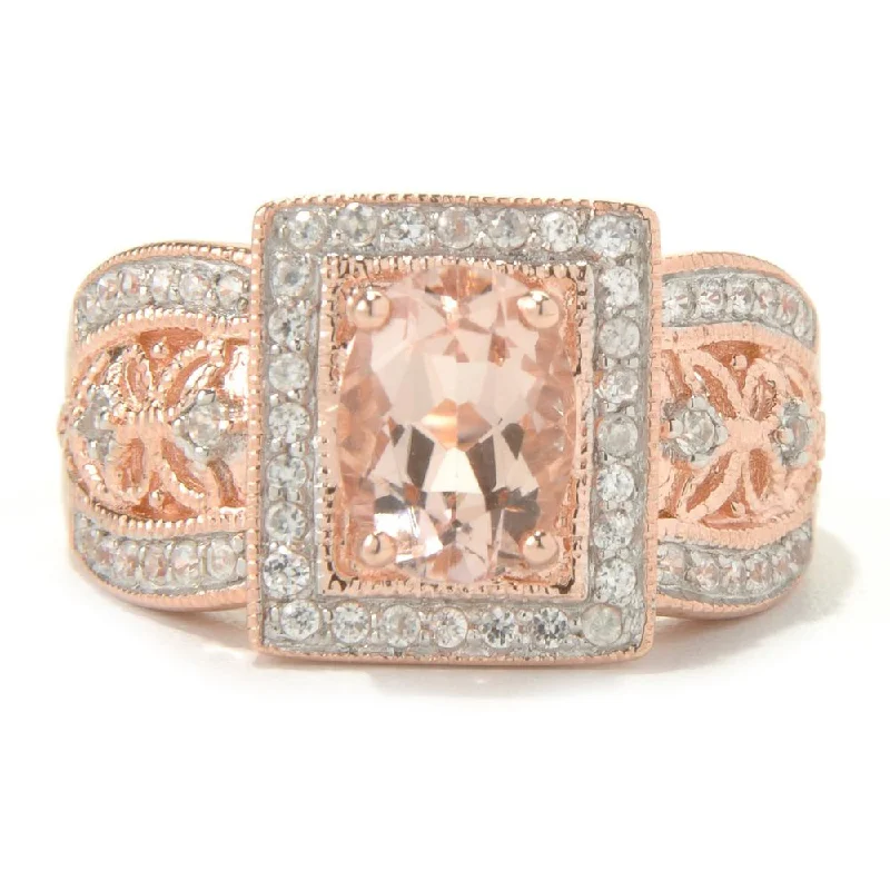 Peridot Gemstone Rings in 14K Gold - Filled Metal with a Pave - Set Band for a Sparkling Look10k Rose Gold Morganite and Diamond Ring (1/3cttw, H-I Color, I1-I2 Clarity)