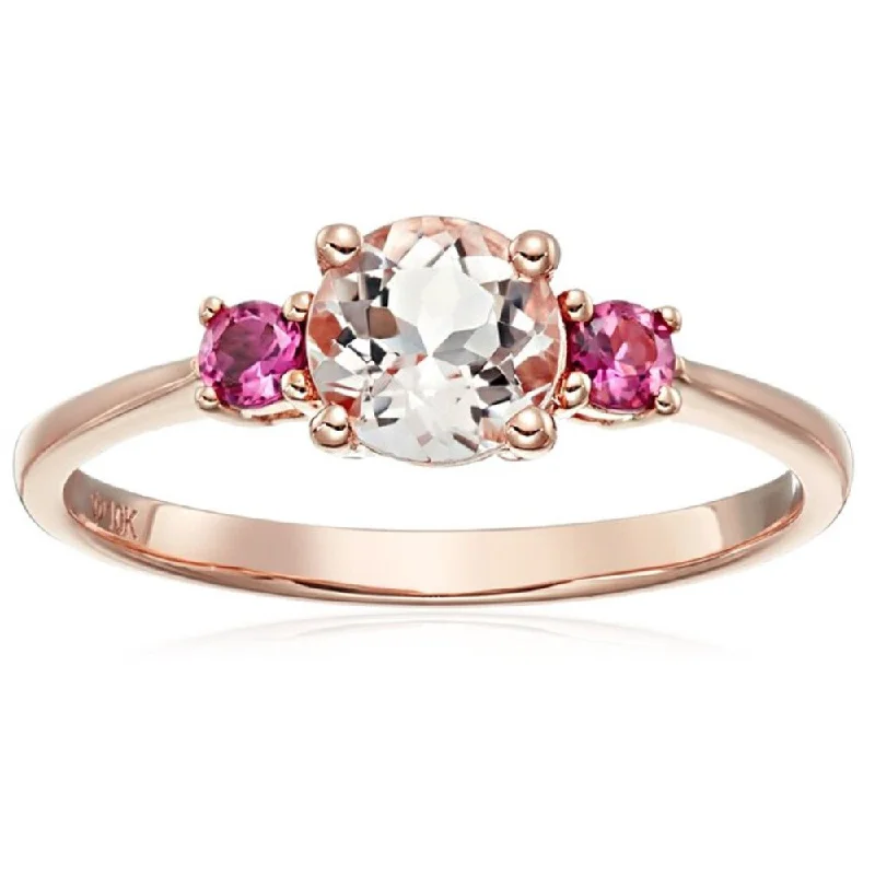 Tanzanite Gemstone Rings in 10K Gold with a Trilogy Design for a Sophisticated Gift10k Rose Gold Morganite and Pink Tourmaline Solitaire Engagement Ring