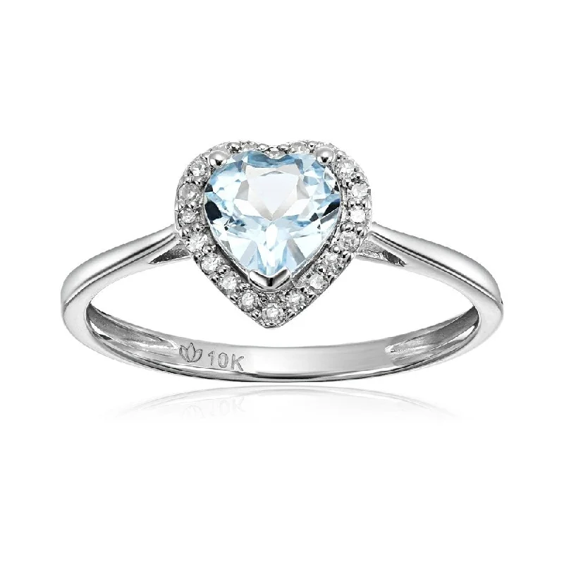 Aquamarine Gemstone Rings in 9K Gold with a Bezel Setting for a Modern and Secure Fit10k White Gold Aquamarine & Diamond Solitaire Engagement Ring