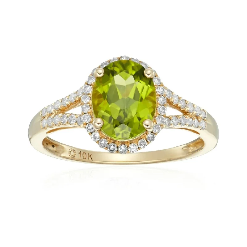 Sapphire Gemstone Rings in 18K White Gold with Diamond Accents for an Elegant Engagement10k Yellow Gold Peridot and Diamond Engagement Ring