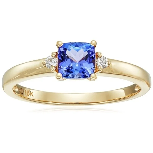 Garnet Gemstone Rings in 18K Gold Vermeil with Intricate Engravings for a Traditional Aesthetic10k Yellow Gold Tanzanite Diamond Accent Classic Engagement Ring, Sz 7 - Blue