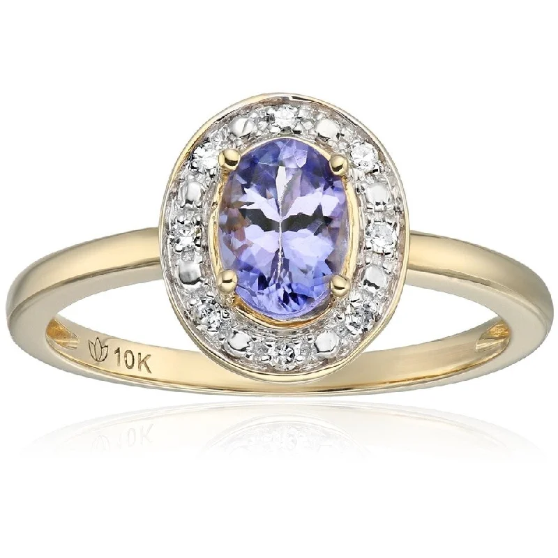 Ruby Gemstone Rings in 14K Yellow Gold with a Solitaire Setting for a Classic and Bold Statement10k Yellow Gold Tanzanite Diamond Classic Halo Engagement Ring, SZ 7 - Blue