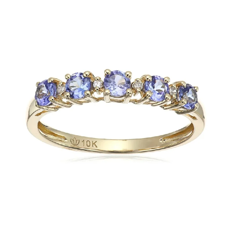 Alexandrite Gemstone Rings in Platinum with a Hidden Halo for a Rare and Luxurious Piece10kt Tanzanite and Diamond-Accented Stackable Ring - Blue