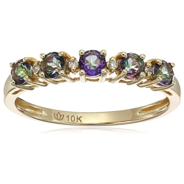 Lapis Lazuli Gemstone Rings in Sterling Silver with a Star - Shaped Setting for a Celestial - Inspired Piece10kt Yellow Gold Mystic Topaz Diamond Stackable Ring - Green