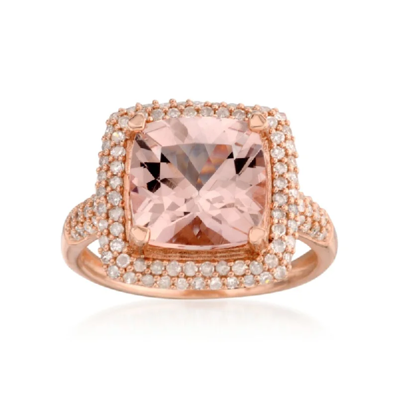 Opal Gemstone Rings in Rose Gold with a Milgrain Edge for a Feminine and Romantic Style14k Rose Gold Morganite and 1/2ct TDW White Diamond Solitaire Cushion Engagement Ring (H-I, I1-I2)