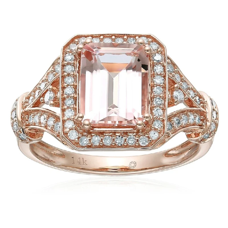 Tourmaline Gemstone Rings in 18K Two - Tone Gold with a Floral - Shaped Setting for a Feminine Touch14k Rose Gold Morganite and Diamond Halo Engagement Ring