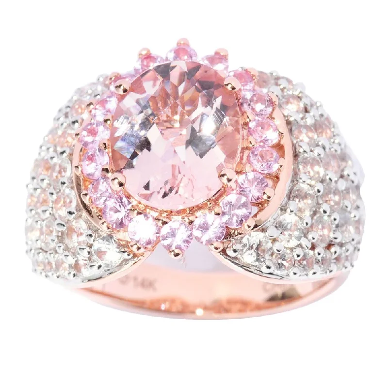 Ruby Gemstone Rings in 14K Yellow Gold with a Solitaire Setting for a Classic and Bold Statement14k Rose Gold Morganite Pink Sapphire and White Zircon Ring