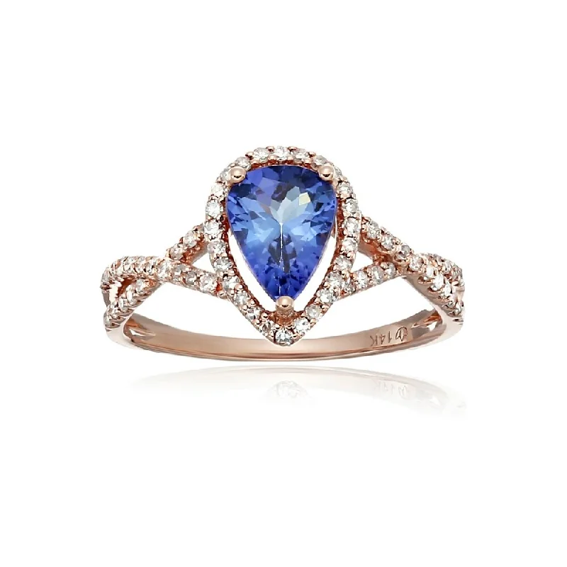 Emerald Gemstone Rings Set in Platinum with Filigree Work for a Vintage - Inspired Look14k Rose Gold Tanzanite and Diamond Solitaire Engagement Ring