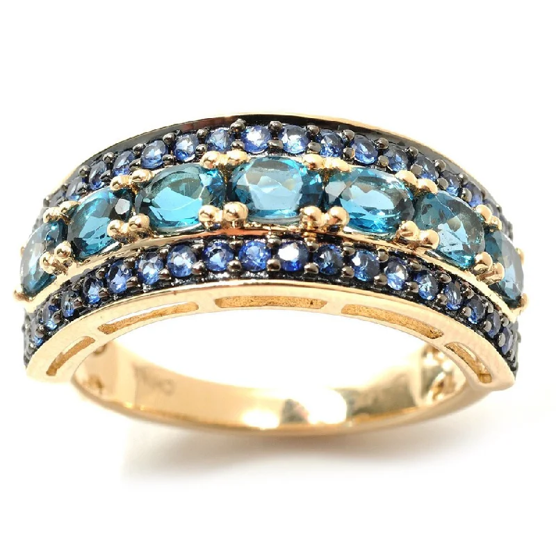 Amethyst Gemstone Rings in Sterling Silver with a Halo of Cubic Zirconia for a Budget - Friendly Luxury14k Yellow Gold 2ct London Blue Topaz and Sapphire Band Ring