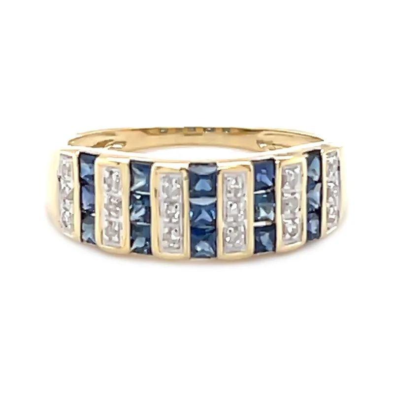 Jasper Gemstone Rings in 18K Gold Vermeil with a Matte Finish for a Subtle and Elegant Look14Kt Yellow Gold Blue Sapphire and Diamond Band Ring