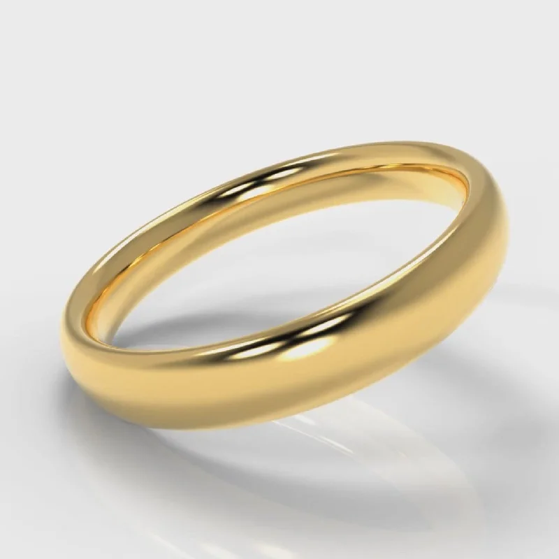 Men's Tungsten Carbide Wedding Bands with a Matte Finish and Grooved Details for a Modern and Durable Option4mm Court Shaped Comfort Fit Wedding Ring - Yellow Gold