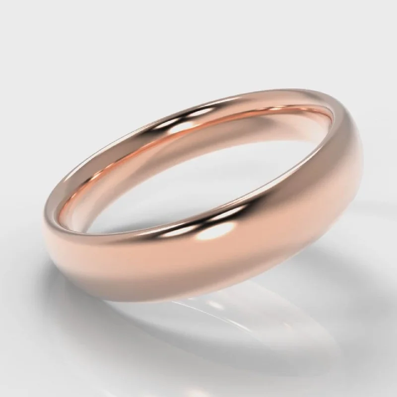 Art Deco - Inspired Wedding Bands with Geometric Patterns in Platinum for a Retro and Glamorous Style5mm Court Shaped Comfort Fit Wedding Ring - Rose Gold