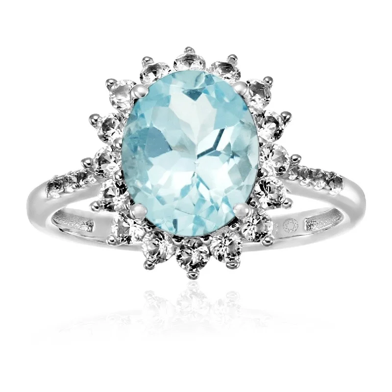 Alexandrite Gemstone Rings in Platinum with a Hidden Halo for a Rare and Luxurious Piece925 Sterling Silver Aquamarine and Created White Sapphire Ring