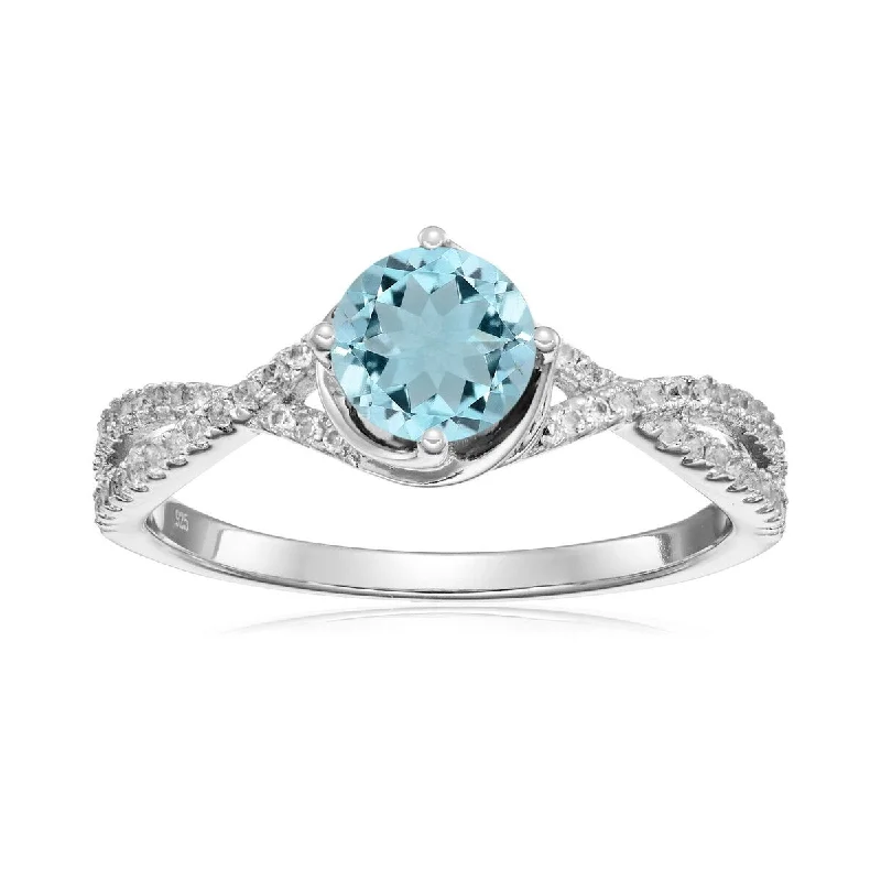 Topaz Gemstone Rings in 10K Gold with a Channel - Set Design for a Contemporary and Durable Option925 Sterling Silver Aquamarine and Created White Sapphire Ring