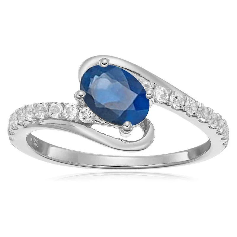 Tourmaline Gemstone Rings in 18K Two - Tone Gold with a Floral - Shaped Setting for a Feminine Touch925 Sterling Silver Blue Sapphire and White Topaz Ring