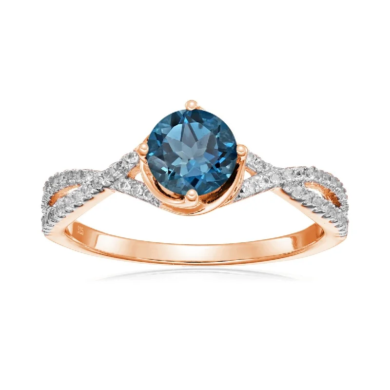 Jasper Gemstone Rings in 18K Gold Vermeil with a Matte Finish for a Subtle and Elegant Look925 Sterling Silver London Blue Topaz and Created White Sapphire Ring