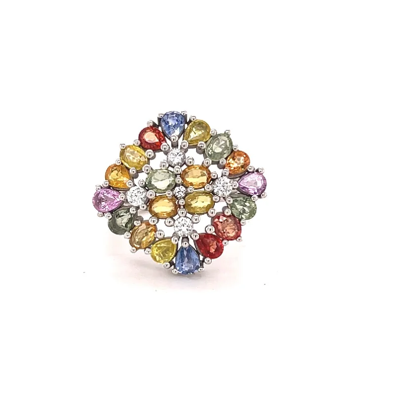 Opal Gemstone Rings in Rose Gold with a Milgrain Edge for a Feminine and Romantic Style925 Sterling Silver Multi Sapphire and White Natural Zircon Ring