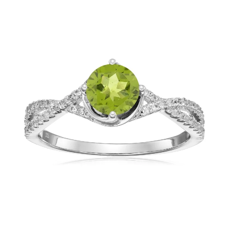 Amethyst Gemstone Rings in Sterling Silver with a Halo of Cubic Zirconia for a Budget - Friendly Luxury925 Sterling Silver Peridot and Created White Sapphire Ring