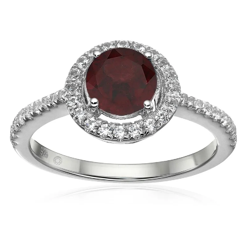 Garnet Gemstone Rings in 18K Gold Vermeil with Intricate Engravings for a Traditional Aesthetic925 Sterling Silver Red Garnet and Created White Sapphire Ring