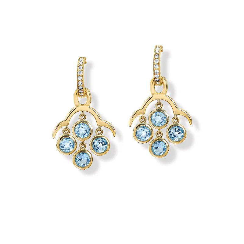 Cushion - Cut Halo Engagement Rings with a Platinum Band and Micro - Pave DetailsAcai Earring Drops Yellow Gold - Blue Topaz