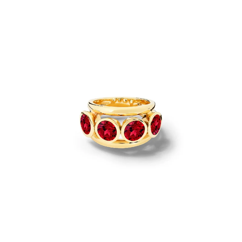 Cushion - Cut Halo Engagement Rings with a Platinum Band and Micro - Pave DetailsAeneus Classic Ring Yellow Gold - Garnet