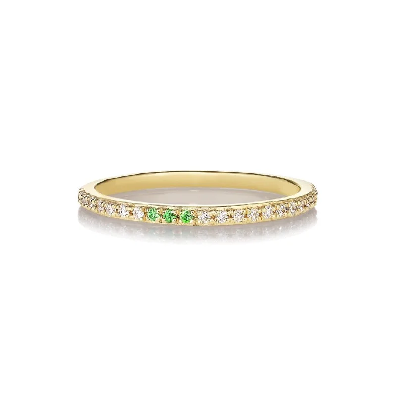 Adjustable - Fit Wedding Bands in Gold - Plated Metal for a Comfortable and Custom - Fitting OptionSarah Lil Green 14K Gold Ring w. Diamonds & Tsavorites