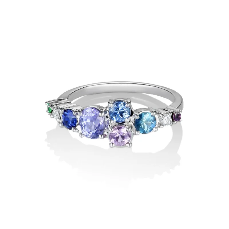 Rose Gold - Plated Engagement and Wedding Band Sets with a Halo of Cubic Zirconia for a Glamorous and Affordable LookVarnaya Vatina 18K Gold Ring w. Sapphires, Amethyst, Tsavorite & Diamonds