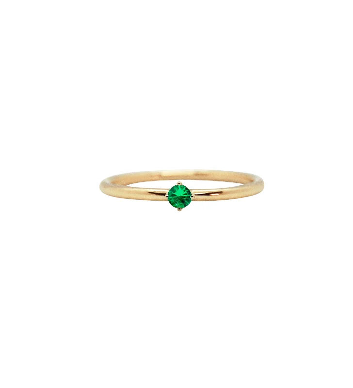 18K White Gold Classic Round - Cut Diamond Wedding Bands for a Timeless and Elegant LookMalene 2.5 Green 14K Gold Ring w. Emerald