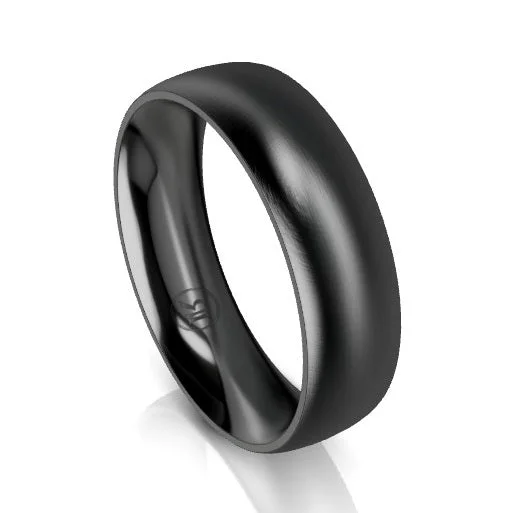 Hammered - Finish Copper Wedding Bands for a Rustic and Handmade - Look AppealFull Curved Black Zirconium Wedding Ring - Comfort Fit (AB)