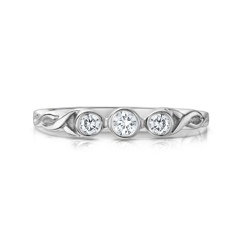 Oval Cut Engagement Rings in Palladium with a Hidden Halo for a Surprise SparkleCeltic Trilogy Cubic Zirconia Ring in Sterling Silver