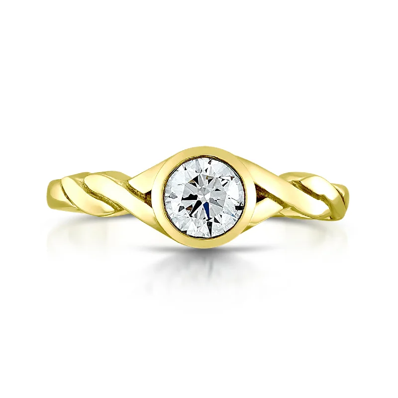 Cathedral - Style Engagement Rings with a Raised Center Stone and Intricate MetalworkCeltic Twist 0.40ct Diamond Solitaire Ring in 18ct Yellow Gold