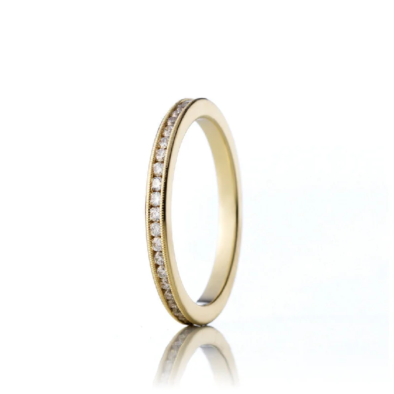 Pearl - and - Diamond - Studded Wedding Bands in White Gold for a Feminine and Elegant TouchEternity Narrow 18K Gold, Rosegold or Whitegold Ring w. Diamonds