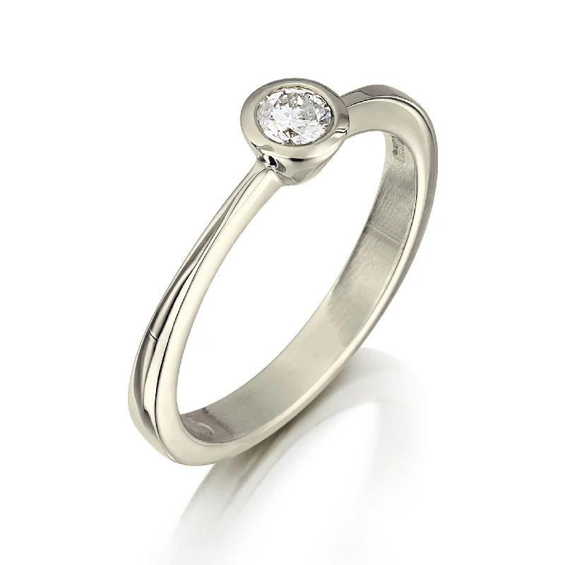 Adjustable Engagement Rings with a Flexible Band and a Princess - Cut Center DiamondContemporary 0.15ct Solitaire Diamond Ring in 9ct White Gold