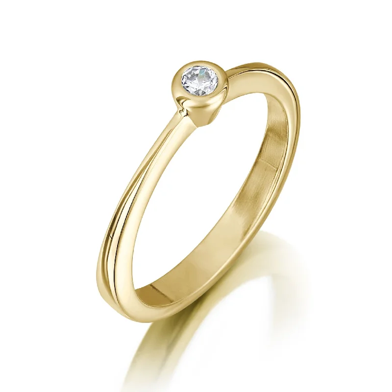 Marquise Cut Engagement Rings with a Channel - Set Diamond BandContemporary 0.10ct Solitaire Diamond Ring in 9ct Yellow Gold