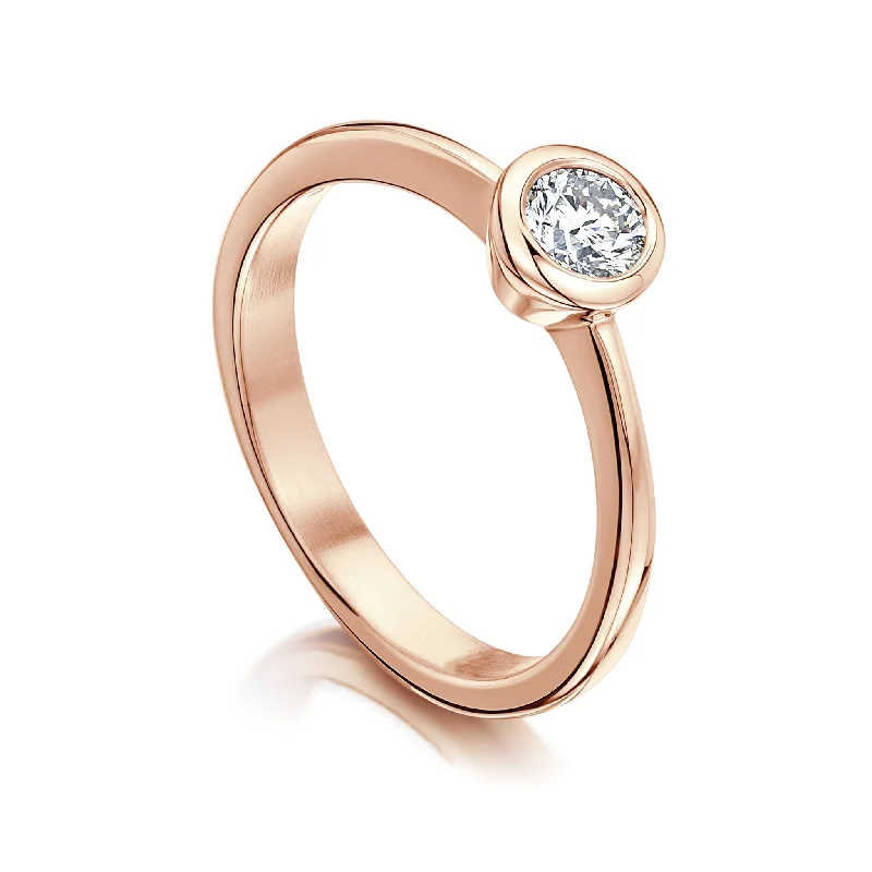 Art Deco Engagement Rings with Geometric Patterns and Baguette - Cut Diamond AccentsContemporary 0.30ct Solitaire Diamond Ring in 9ct Rose Gold