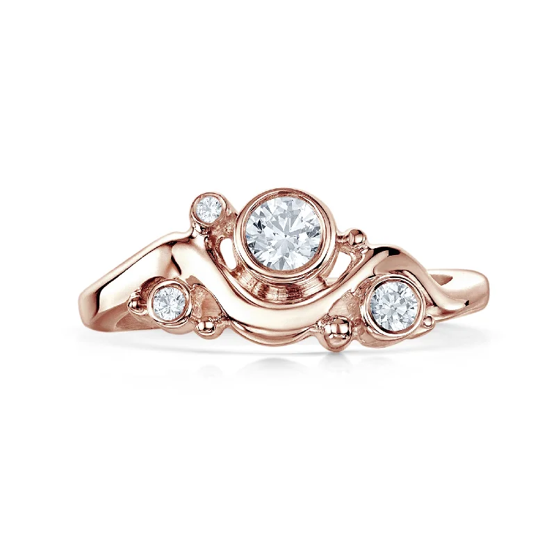 Classic Round Cut Engagement Rings with Platinum Prongs and Halo Setting for Timeless EleganceCosmos Constellation 4-Diamond Ring in 9ct Rose Gold