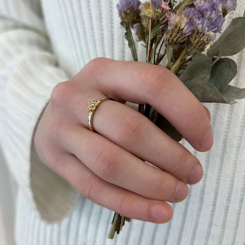 Marquise Cut Engagement Rings with a Channel - Set Diamond BandDiamond Daisies Ring in 9ct Yellow Gold