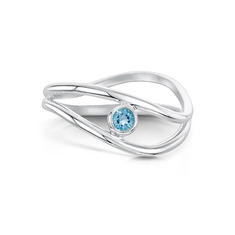 Engagement Rings with Sapphire and Diamond Combinations in a Vintage StyleDouble Stacking Blue Topaz Wave Ring in Sterling Silver