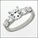 Princess Cut Engagement Rings in 18K White Gold with Micro - Pave Side StonesEngagement 1.25 Round Center 5 Stone Channel Cubic Zirconia Cz Ring