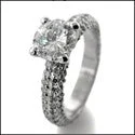 Vintage - Inspired Engagement Rings with Filigree Work and Emerald - Cut Center StoneEngagement 1. Ct Center Round 4 Rows Pave Cubic Zirconia Cz Ring