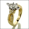 Marquise Cut Engagement Rings with a Channel - Set Diamond BandEngagement 1 Ct Marquise Center Pave Cubic Zirconia Cz Ring