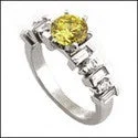 Oval Cut Engagement Rings in Palladium with a Hidden Halo for a Surprise SparkleEngagement .75 Round Canary Center Channel Cubic Zirconia Cz Ring