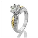 Pear - Shaped Engagement Rings in Yellow Gold with a Diamond - Encrusted BandEngagement Brilliant 1 Ct wuth Two Tone Inlay Cubic Zirconia Cz Ring