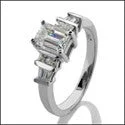 Vintage - Inspired Engagement Rings with Filigree Work and Emerald - Cut Center StoneEmerald Cut 1 Ct Center Princess Baguette Channel Sides Cubic Zirconia Engagement Ring 14K White Gold