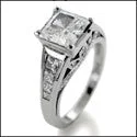 Princess Cut Engagement Rings in 18K White Gold with Micro - Pave Side StonesEngagement Princess 1 Ct Center Channel Cubic Zirconia Cz Ring