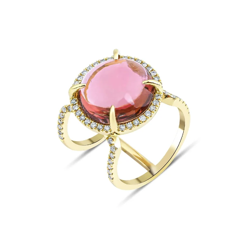 Ruby Gemstone Rings in 14K Yellow Gold with a Solitaire Setting for a Classic and Bold StatementArtisia Rose 18K Gold Ring w. Diamonds & Tourmaline